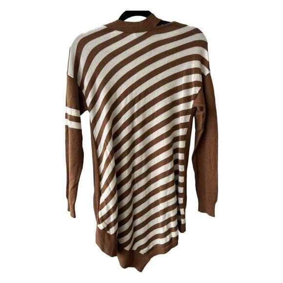 Monse Asymmetrical Cardigan Brown White Stripes Shoulder Cut Out Size Small - Picture 5 of 6